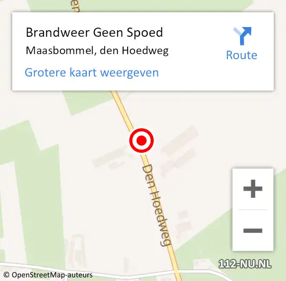 Locatie op kaart van de 112 melding: Brandweer Geen Spoed Naar Maasbommel, den Hoedweg op 12 oktober 2021 22:23