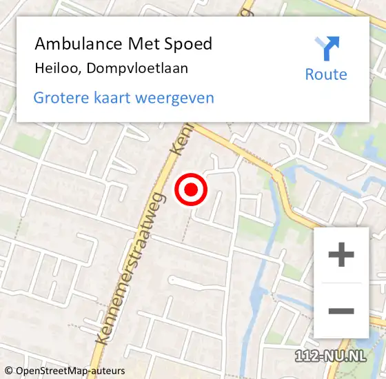 Locatie op kaart van de 112 melding: Ambulance Met Spoed Naar Heiloo, Dompvloetlaan op 12 oktober 2021 22:36