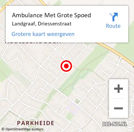 Locatie op kaart van de 112 melding: Ambulance Met Grote Spoed Naar Landgraaf, Driessenstraat op 25 juni 2014 21:05