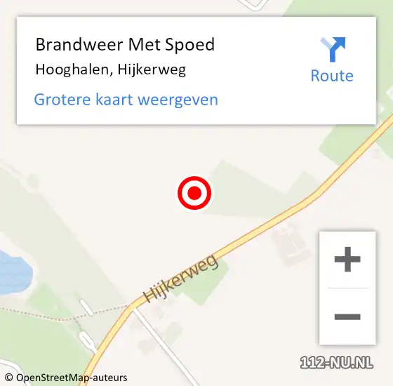 Locatie op kaart van de 112 melding: Brandweer Met Spoed Naar Hooghalen, Hijkerweg op 12 oktober 2021 23:18