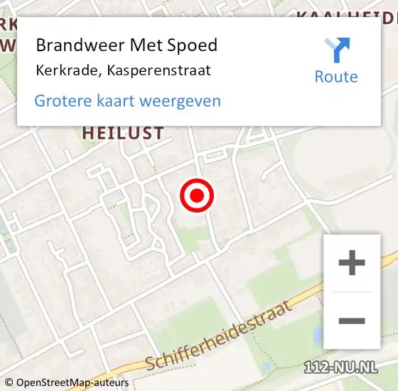 Locatie op kaart van de 112 melding: Brandweer Met Spoed Naar Kerkrade, Kasperenstraat op 13 oktober 2021 00:15
