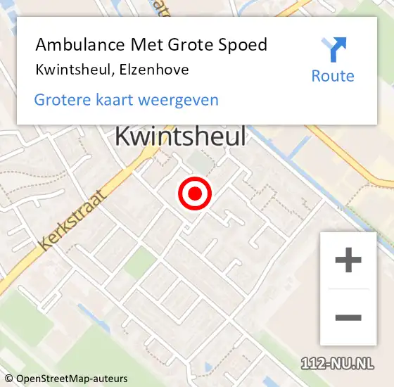 Locatie op kaart van de 112 melding: Ambulance Met Grote Spoed Naar Kwintsheul, Elzenhove op 13 oktober 2021 00:43