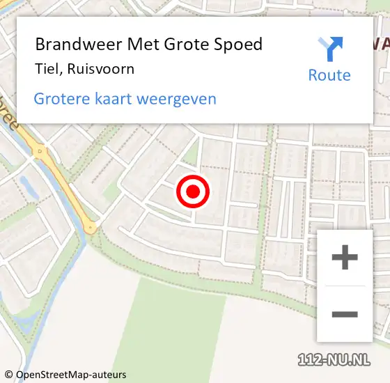 Locatie op kaart van de 112 melding: Brandweer Met Grote Spoed Naar Tiel, Ruisvoorn op 13 oktober 2021 00:50