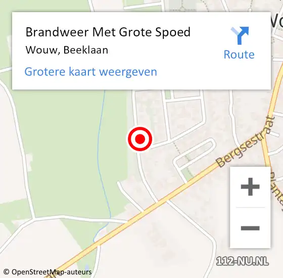 Locatie op kaart van de 112 melding: Brandweer Met Grote Spoed Naar Wouw, Beeklaan op 13 oktober 2021 01:38