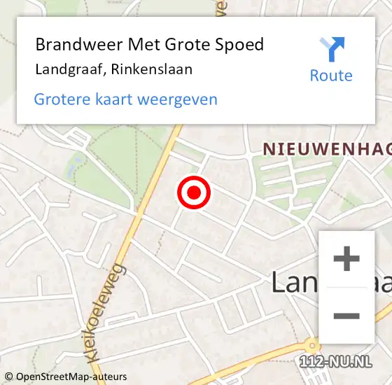 Locatie op kaart van de 112 melding: Brandweer Met Grote Spoed Naar Landgraaf, Rinkenslaan op 13 oktober 2021 02:35