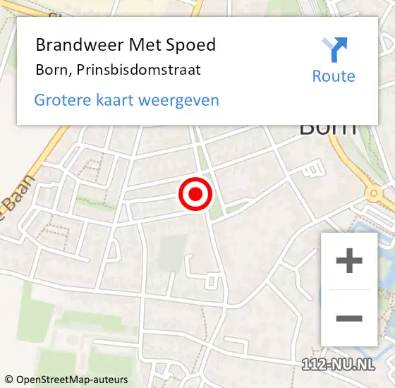 Locatie op kaart van de 112 melding: Brandweer Met Spoed Naar Born, Prinsbisdomstraat op 13 oktober 2021 03:34