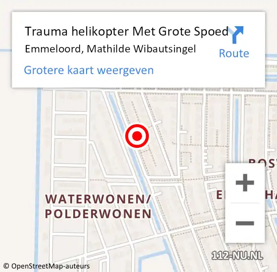 Locatie op kaart van de 112 melding: Trauma helikopter Met Grote Spoed Naar Emmeloord, Mathilde Wibautsingel op 13 oktober 2021 03:50