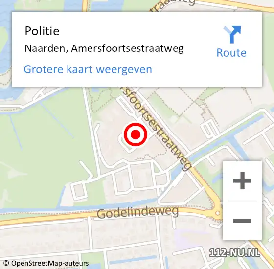 Locatie op kaart van de 112 melding: Politie Naarden, Amersfoortsestraatweg op 13 oktober 2021 05:58