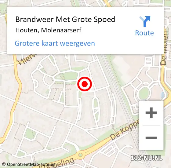 Locatie op kaart van de 112 melding: Brandweer Met Grote Spoed Naar Houten, Molenaarserf op 13 oktober 2021 06:55