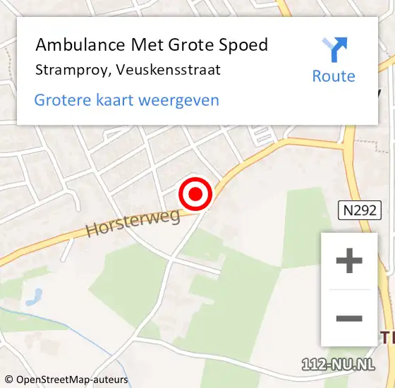 Locatie op kaart van de 112 melding: Ambulance Met Grote Spoed Naar Stramproy, Veuskensstraat op 13 oktober 2021 07:00