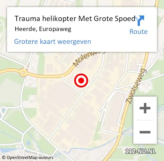Locatie op kaart van de 112 melding: Trauma helikopter Met Grote Spoed Naar Heerde, Europaweg op 13 oktober 2021 07:22