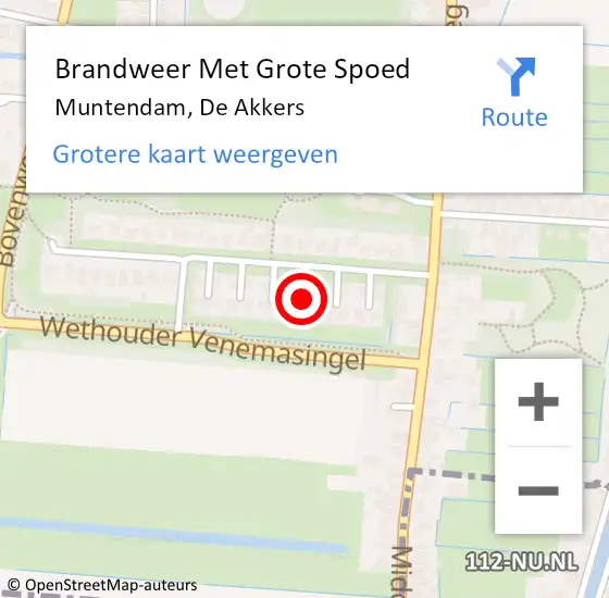 Locatie op kaart van de 112 melding: Brandweer Met Grote Spoed Naar Muntendam, De Akkers op 13 oktober 2021 08:04