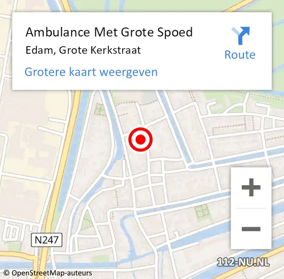 Locatie op kaart van de 112 melding: Ambulance Met Grote Spoed Naar Edam, Grote Kerkstraat op 13 oktober 2021 08:20