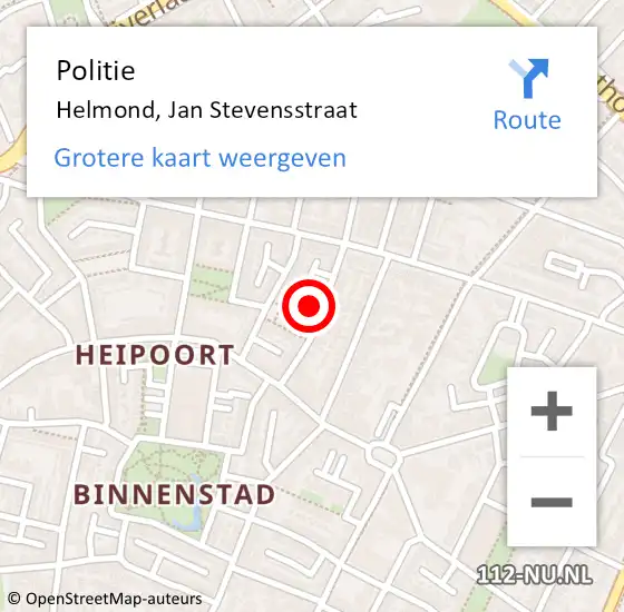 Locatie op kaart van de 112 melding: Politie Helmond, Jan Stevensstraat op 13 oktober 2021 08:21