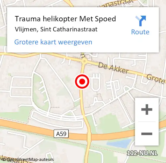 Locatie op kaart van de 112 melding: Trauma helikopter Met Spoed Naar Vlijmen, Sint Catharinastraat op 13 oktober 2021 08:24
