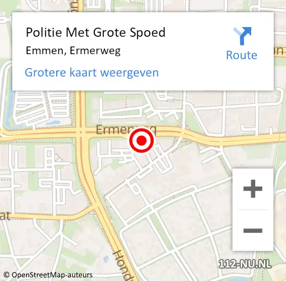 Locatie op kaart van de 112 melding: Politie Met Grote Spoed Naar Emmen, Ermerweg op 13 oktober 2021 08:44