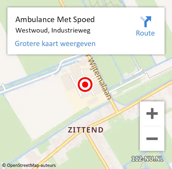 Locatie op kaart van de 112 melding: Ambulance Met Spoed Naar Westwoud, Industrieweg op 13 oktober 2021 08:44