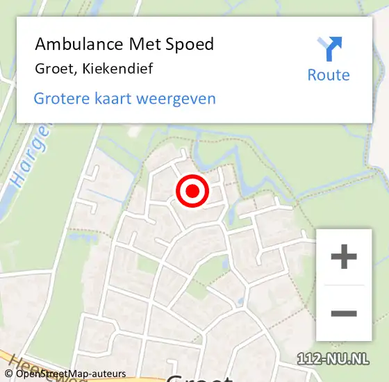 Locatie op kaart van de 112 melding: Ambulance Met Spoed Naar Groet, Kiekendief op 13 oktober 2021 08:47