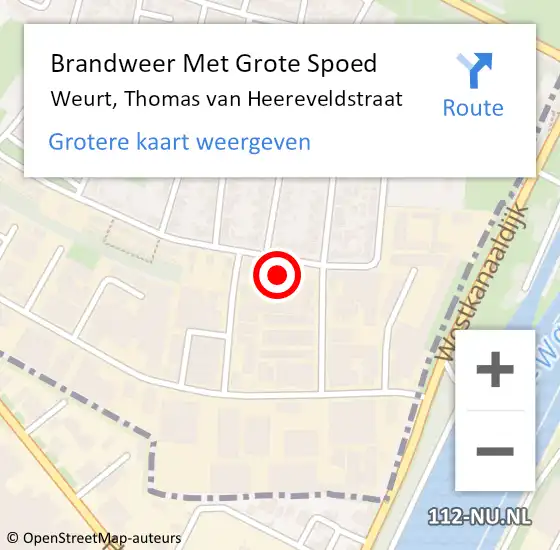 Locatie op kaart van de 112 melding: Brandweer Met Grote Spoed Naar Weurt, Thomas van Heereveldstraat op 13 oktober 2021 08:52