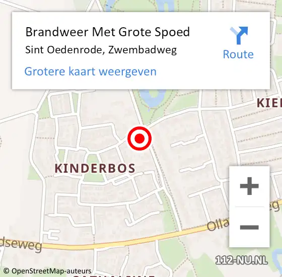 Locatie op kaart van de 112 melding: Brandweer Met Grote Spoed Naar Sint Oedenrode, Zwembadweg op 13 oktober 2021 09:07