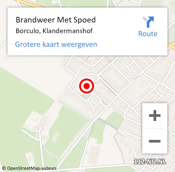 Locatie op kaart van de 112 melding: Brandweer Met Spoed Naar Borculo, Klandermanshof op 13 oktober 2021 09:11