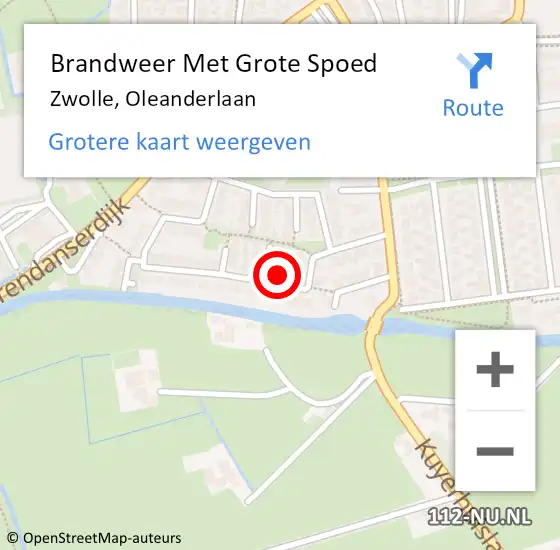 Locatie op kaart van de 112 melding: Brandweer Met Grote Spoed Naar Zwolle, Oleanderlaan op 13 oktober 2021 09:17