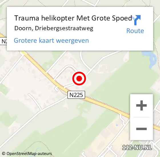 Locatie op kaart van de 112 melding: Trauma helikopter Met Grote Spoed Naar Doorn, Driebergsestraatweg op 13 oktober 2021 09:27