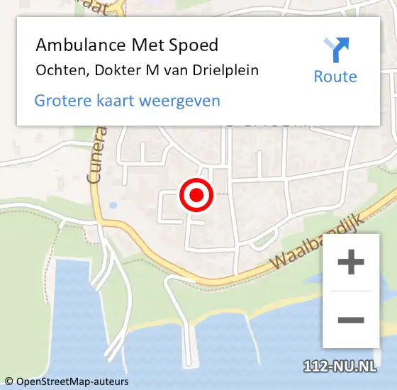 Locatie op kaart van de 112 melding: Ambulance Met Spoed Naar Ochten, Dokter M van Drielplein op 13 oktober 2021 09:51