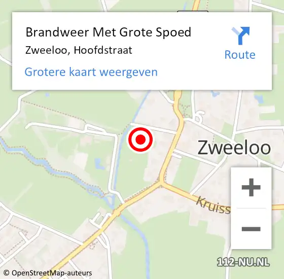 Locatie op kaart van de 112 melding: Brandweer Met Grote Spoed Naar Zweeloo, Hoofdstraat op 13 oktober 2021 09:53