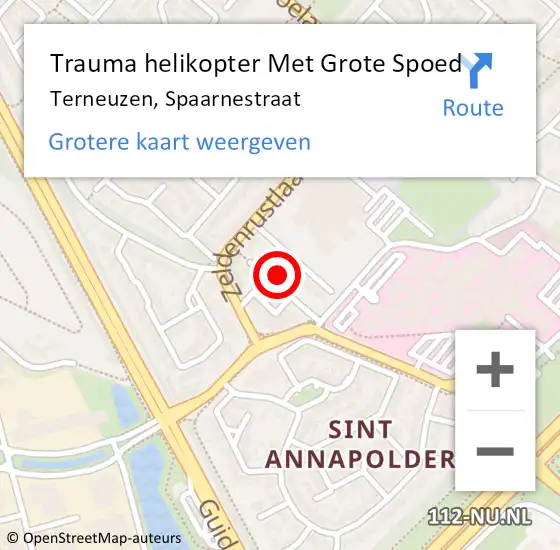 Locatie op kaart van de 112 melding: Trauma helikopter Met Grote Spoed Naar Terneuzen, Spaarnestraat op 13 oktober 2021 10:04