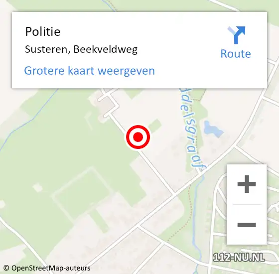 Locatie op kaart van de 112 melding: Politie Susteren, Beekveldweg op 13 oktober 2021 10:08