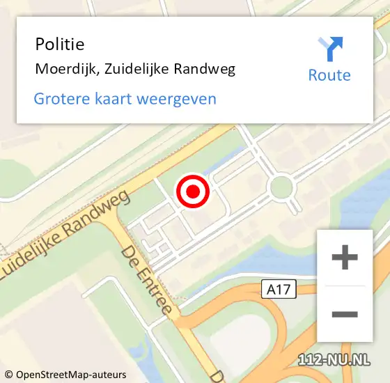 Locatie op kaart van de 112 melding: Politie Moerdijk, Zuidelijke Randweg op 13 oktober 2021 10:13