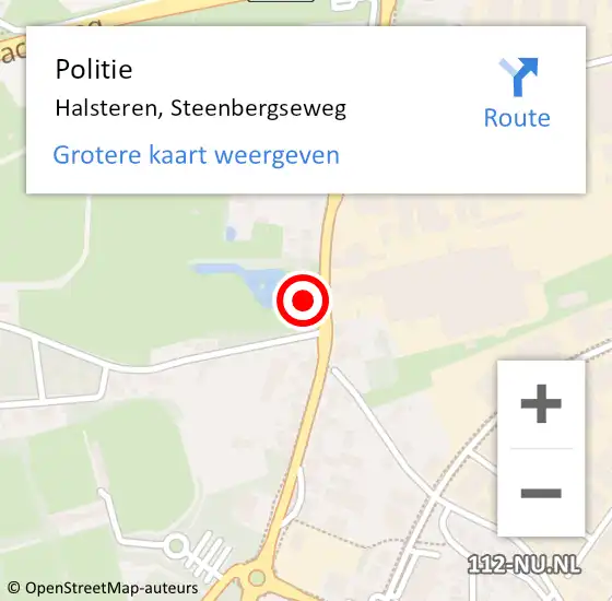 Locatie op kaart van de 112 melding: Politie Halsteren, Steenbergseweg op 13 oktober 2021 10:17