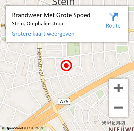 Locatie op kaart van de 112 melding: Brandweer Met Grote Spoed Naar Stein, Omphaliusstraat op 13 oktober 2021 10:19