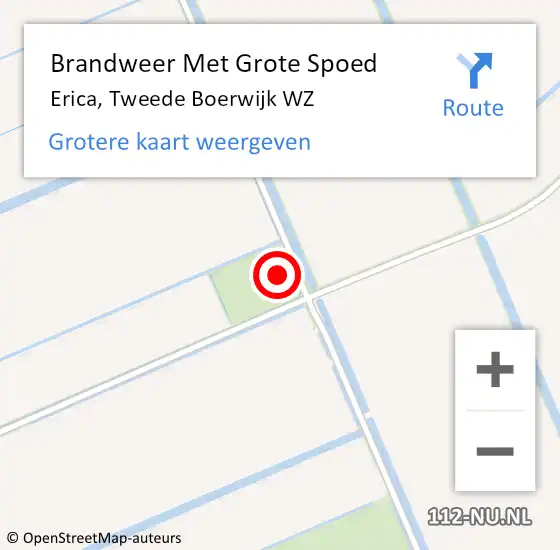 Locatie op kaart van de 112 melding: Brandweer Met Grote Spoed Naar Erica, Tweede Boerwijk WZ op 13 oktober 2021 10:28