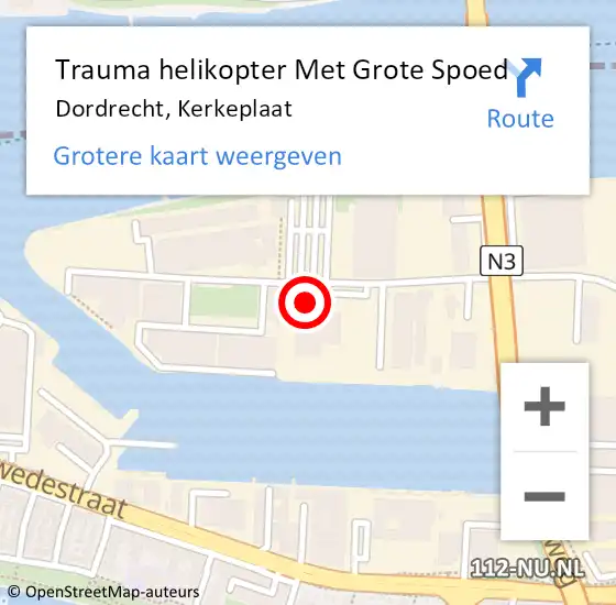 Locatie op kaart van de 112 melding: Trauma helikopter Met Grote Spoed Naar Dordrecht, Kerkeplaat op 13 oktober 2021 10:47