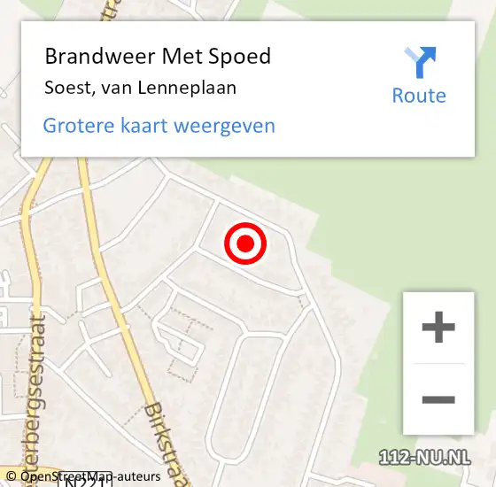 Locatie op kaart van de 112 melding: Brandweer Met Spoed Naar Soest, van Lenneplaan op 13 oktober 2021 10:57