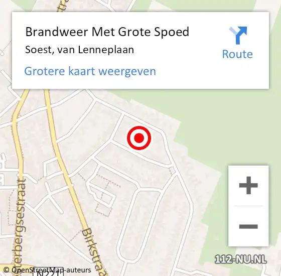 Locatie op kaart van de 112 melding: Brandweer Met Grote Spoed Naar Soest, van Lenneplaan op 13 oktober 2021 10:59