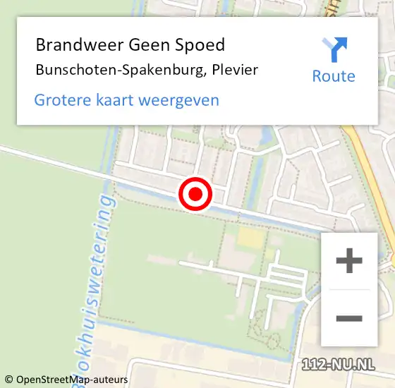 Locatie op kaart van de 112 melding: Brandweer Geen Spoed Naar Bunschoten-Spakenburg, Plevier op 13 oktober 2021 11:10