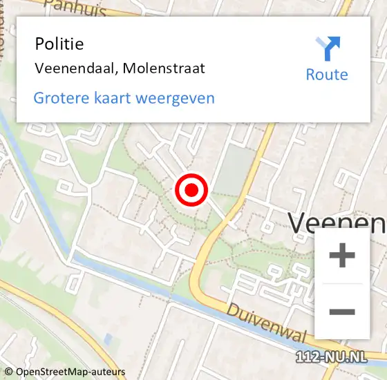 Locatie op kaart van de 112 melding: Politie Veenendaal, Molenstraat op 13 oktober 2021 11:14