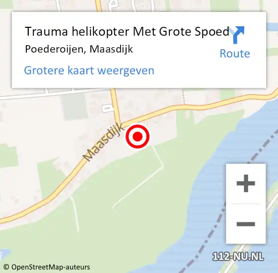 Locatie op kaart van de 112 melding: Trauma helikopter Met Grote Spoed Naar Poederoijen, Maasdijk op 13 oktober 2021 11:42