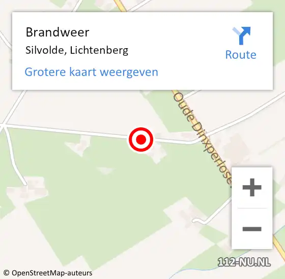 Locatie op kaart van de 112 melding: Brandweer Silvolde, Lichtenberg op 13 oktober 2021 11:50