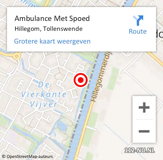 Locatie op kaart van de 112 melding: Ambulance Met Spoed Naar Hillegom, Tollenswende op 13 oktober 2021 12:24