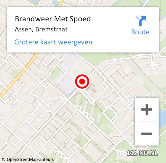 Locatie op kaart van de 112 melding: Brandweer Met Spoed Naar Assen, Bremstraat op 13 oktober 2021 12:29