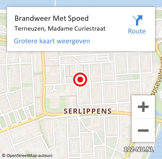 Locatie op kaart van de 112 melding: Brandweer Met Spoed Naar Terneuzen, Madame Curiestraat op 13 oktober 2021 12:29