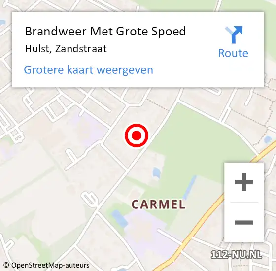 Locatie op kaart van de 112 melding: Brandweer Met Grote Spoed Naar Hulst, Zandstraat op 13 oktober 2021 12:32