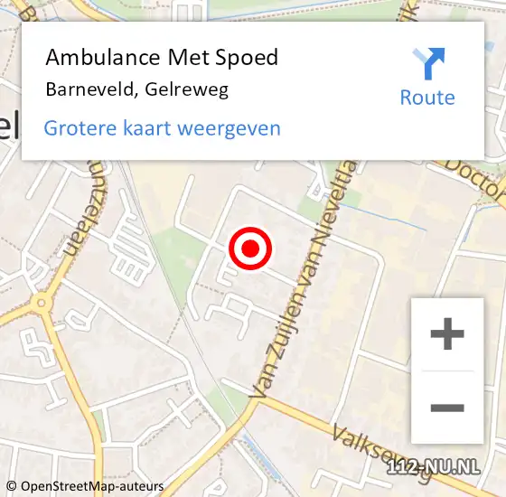 Locatie op kaart van de 112 melding: Ambulance Met Spoed Naar Barneveld, Gelreweg op 13 oktober 2021 12:53