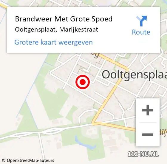 Locatie op kaart van de 112 melding: Brandweer Met Grote Spoed Naar Ooltgensplaat, Marijkestraat op 13 oktober 2021 13:05