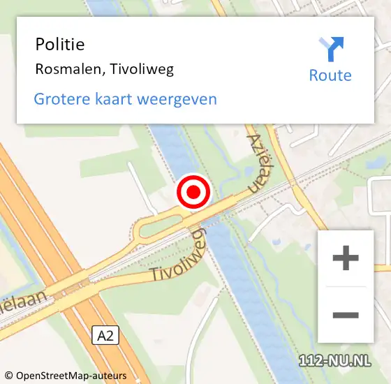 Locatie op kaart van de 112 melding: Politie Rosmalen, Tivoliweg op 13 oktober 2021 13:10