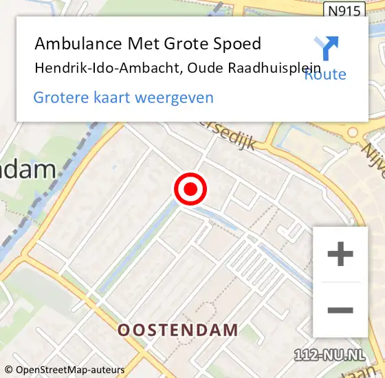 Locatie op kaart van de 112 melding: Ambulance Met Grote Spoed Naar Hendrik-Ido-Ambacht, Oude Raadhuisplein op 13 oktober 2021 13:12